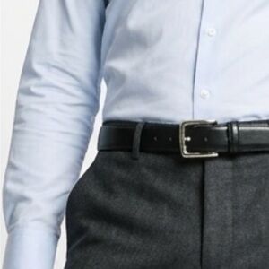 Cole Haan Black Leather Belt size:38 Embossed Logo | signature on silver buckle